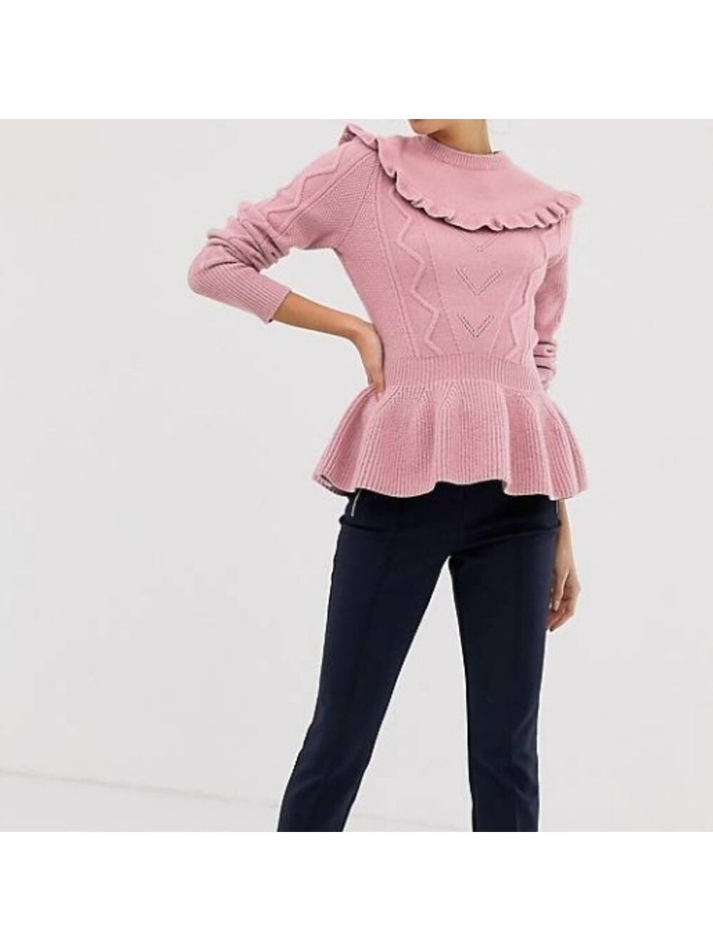 Ted Baker London Elsahi Yoke Detail Peplum Sweater
